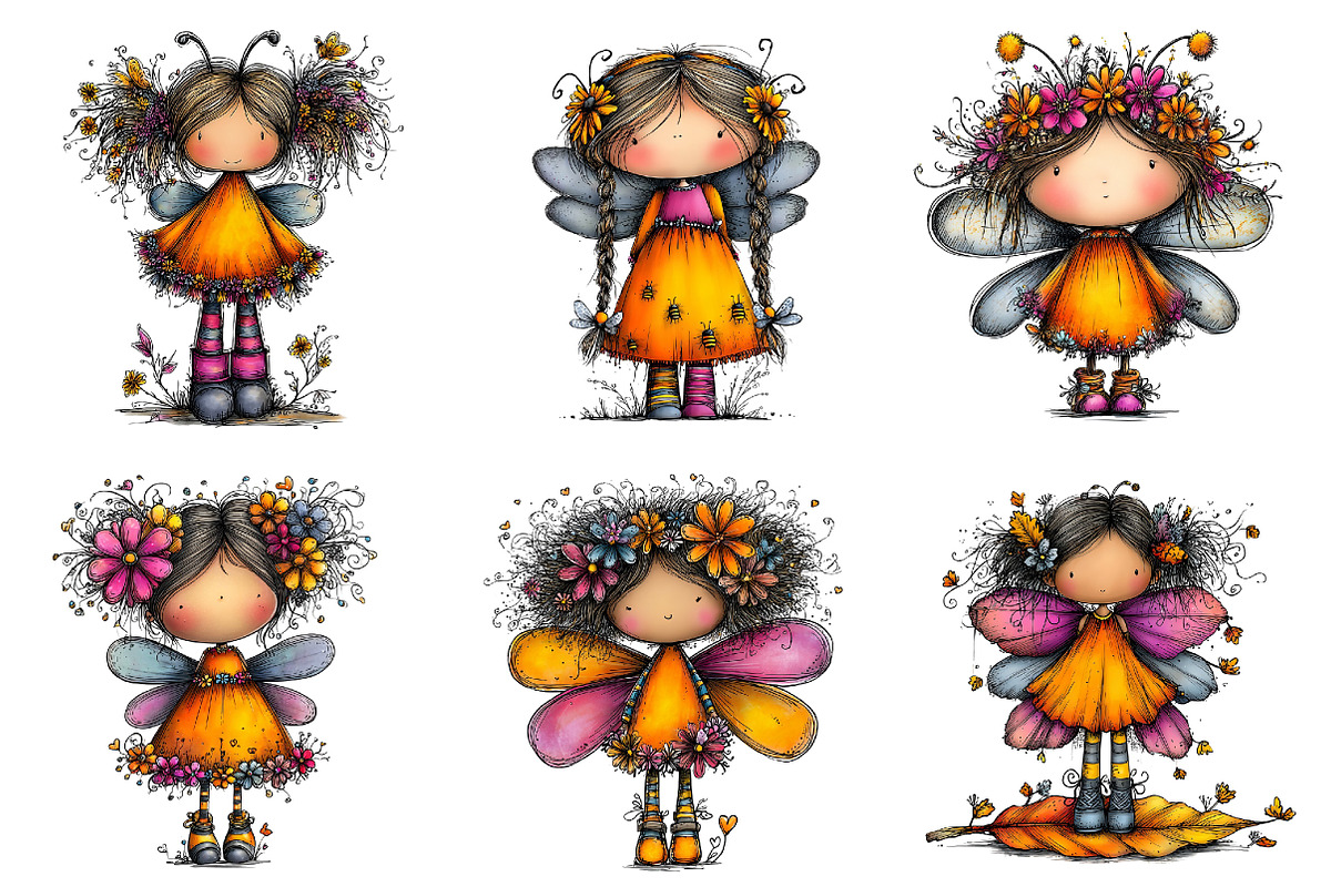 Whimsical Bee Girl Clipart, an Illustration by Dream Creation (Photo 3 of 7)