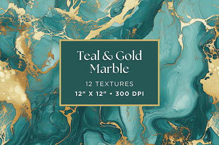 Teal & Gold Marble Textures