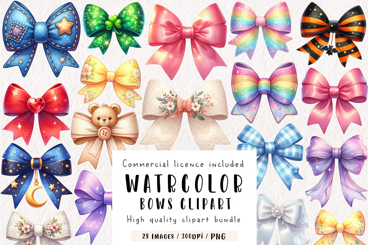 Bows Clipart Bundle, an Illustration by CreationArt (Photo 1 of 9)