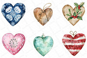 Watercolor Christmas Hearts Clipart, an Illustration by DreamPrint404 (Thumbnail 3 of 5)