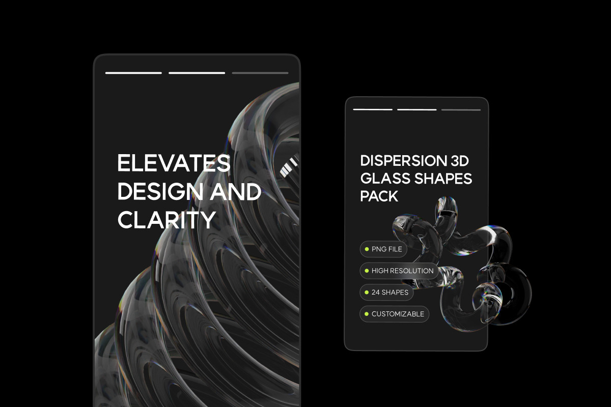 Dispersion 3D Glass Shapes Pack, an Object Graphic by Illustrava (Photo 4 of 7)