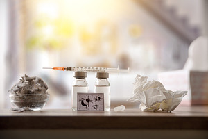 Dust mite allergy and vaccination concept with home room backgro, a Health & Medical Photo by Davizro's Market