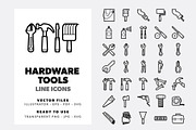 35 Hardware Tools Line Icons Set, an Icon by doghead (Thumbnail 1 of 3)