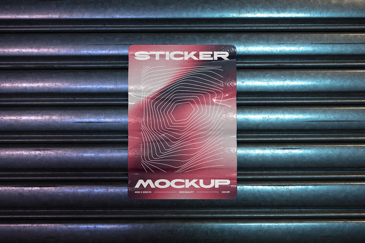 Sticker Mockup on Metal Shutter, a Product Mockup by Design Squad (Photo 4 of 5)