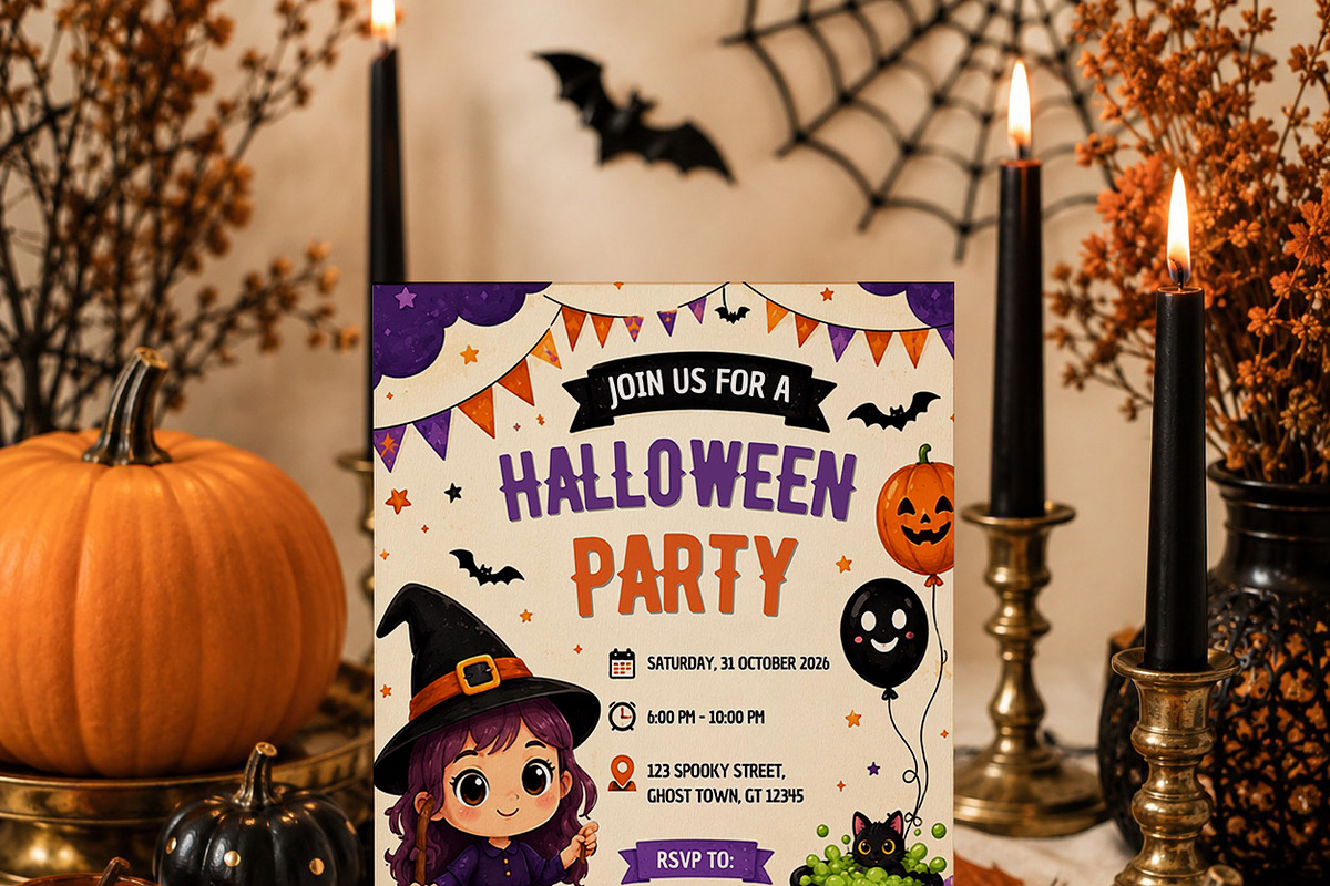 Kids Halloween Party Invitation, an Invitation Template by Arslan (Photo 3 of 5)