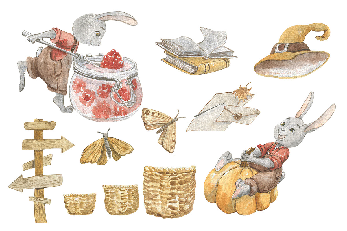 Rabbits are harvesting, an Animal Illustration by Love Watercolor Store (Photo 4 of 9)