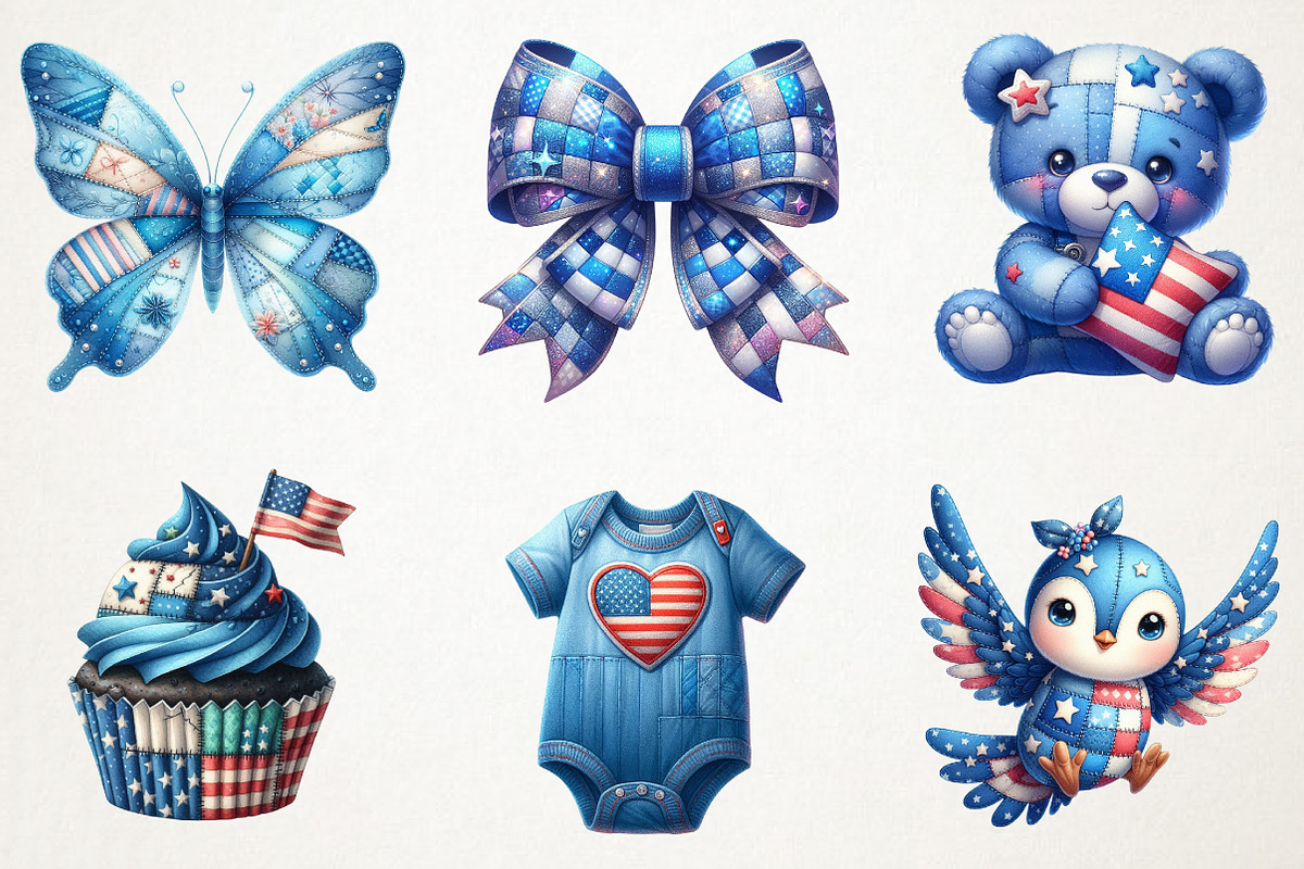 Patchwork Blue Patriotic Sublimation, an Illustration by RobertsArt (Photo 3 of 7)
