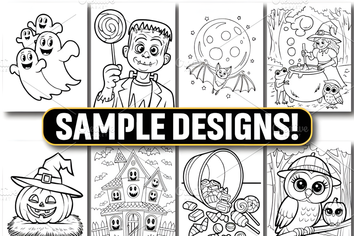 Cute Halloween Coloring Pages, a Seasonal Illustration by Design Station (Photo 4 of 5)