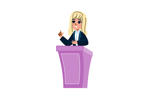 Politician giving speech at podium, a Person Illustration by pikepicture