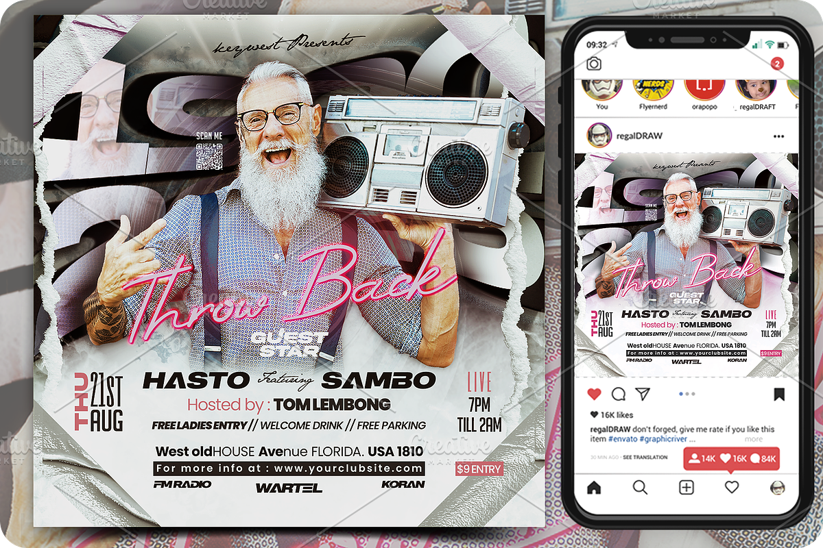 Throw Back 1990 Flyer, a Flyer Template by regalDRAW (Photo 1 of 3)