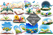Vintage Flowers With Book, an Illustration by Wow Magic (Thumbnail 1 of 5)