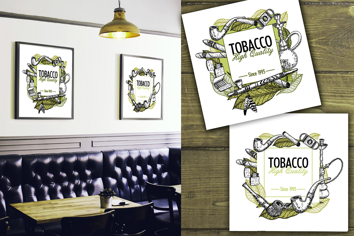 Set smoking tobacco elements sketch, a Background Graphic by Live line (Photo 6 of 6)