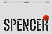 Spencer Stencil Font, a Sans Serif Font by Genetype (Thumbnail 1 of 9)