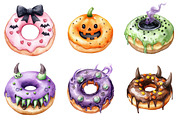 Spooky Halloween Donut Clipart, a Seasonal Illustration by CitraGraphics (Thumbnail 3 of 8)