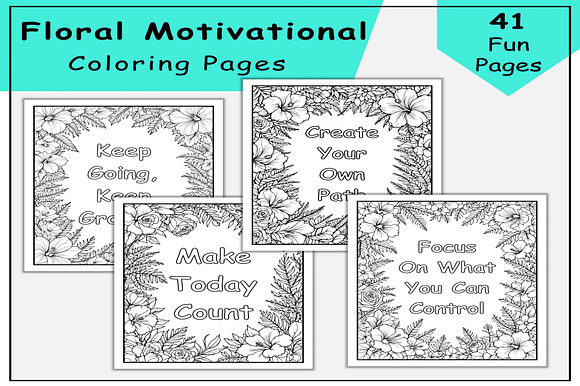 Floral Motivational Coloring Pages preview 5