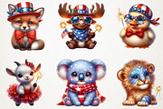 4th of July Cute Baby Animal Clipart, a Seasonal Illustration by RobertsArt (Thumbnail 2 of 7)