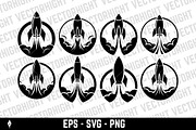 Rocket launching with smoke plumes, a Duotone Icon by Vectorhight (Thumbnail 1 of 3)