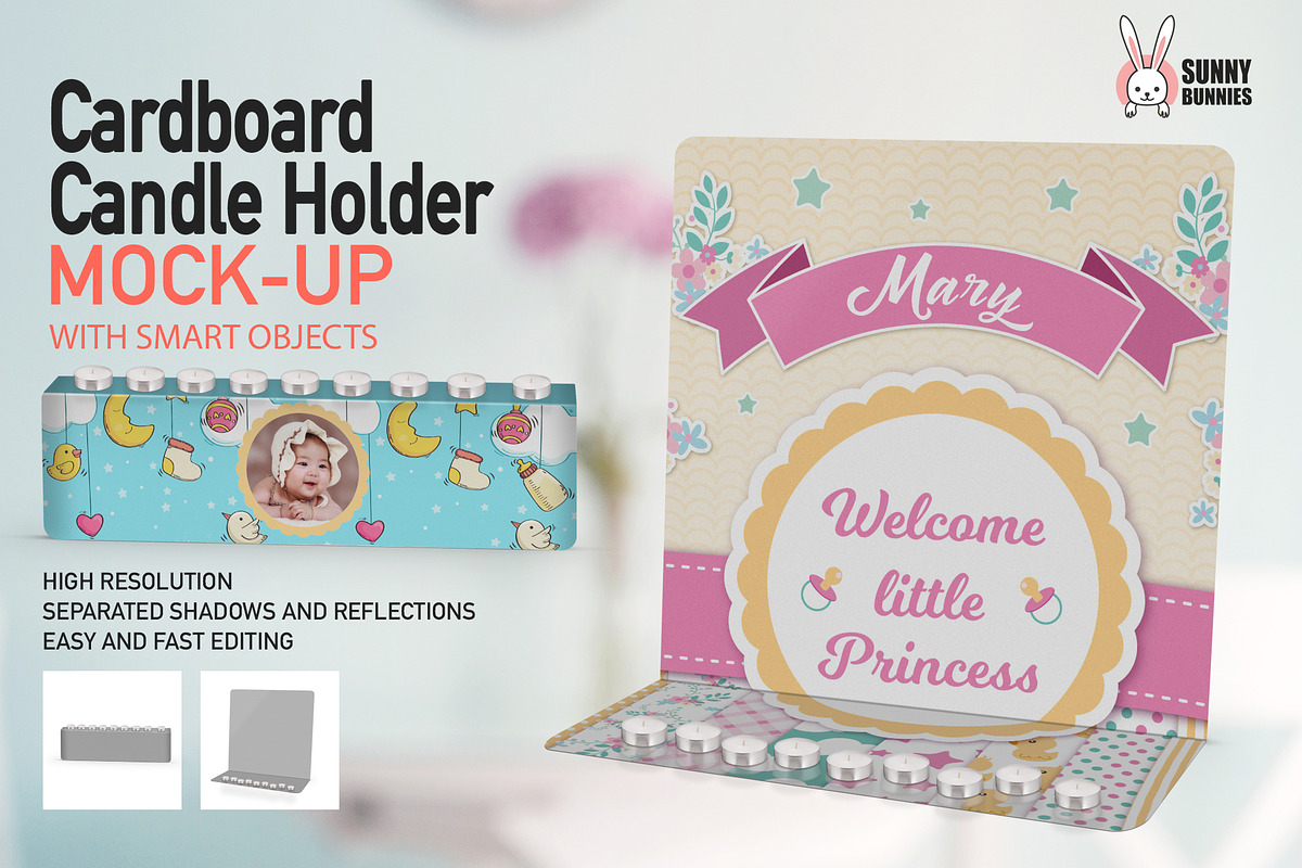Cardboard Candle Holder 2 PSDMock-up, a Mockup by Moonlight Creative