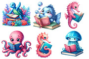 Undersea Reading Clipart, an Illustration by Designworld (Thumbnail 5 of 6)