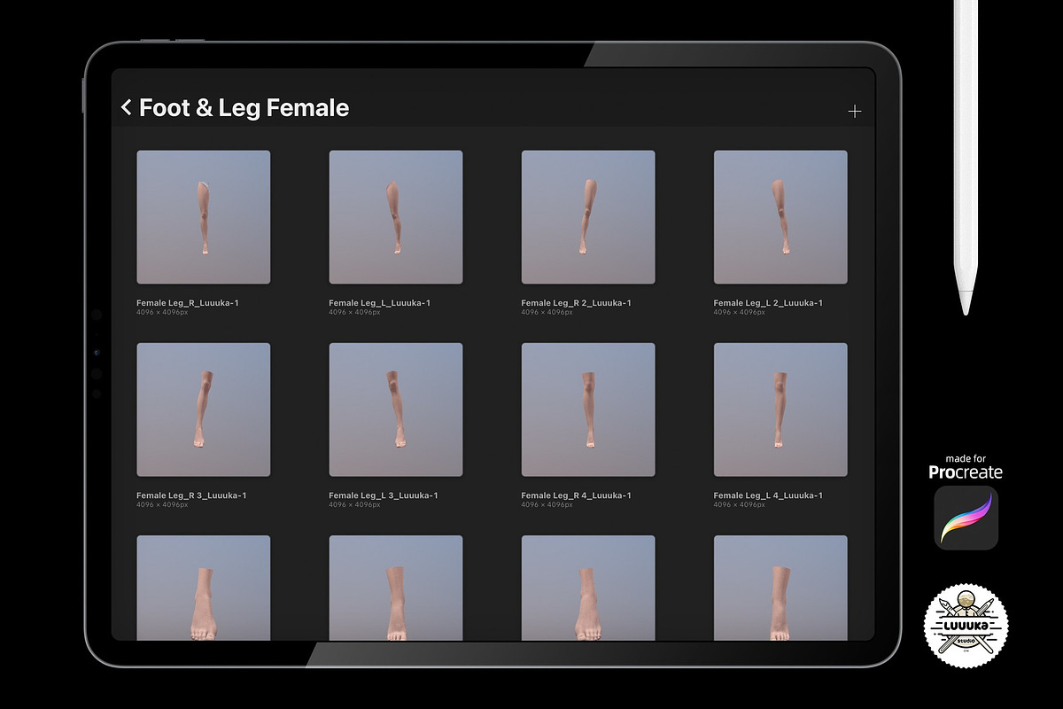 Procreate 3d Models (4K) Leg Female, a Brush Add-On by Luuuka studio (Photo 2 of 5)