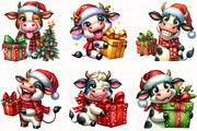 Christmas Funny Cow Clipart, an Illustration by OK Design (Thumbnail 5 of 5)