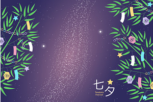 Tanabata Festival decorated bamboo, an Illustration by sceptical cactus
