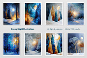 Snowy Night Illustration, a Decorative Illustration by Housui Patterns (Thumbnail 3 of 9)