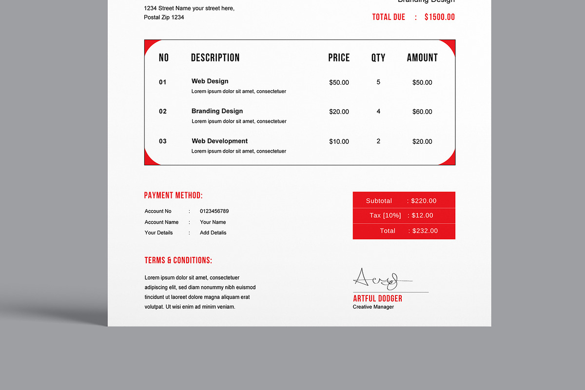 Minimalist Invoice Design, a Stationery Template by MightyDesign (Photo 5 of 8)