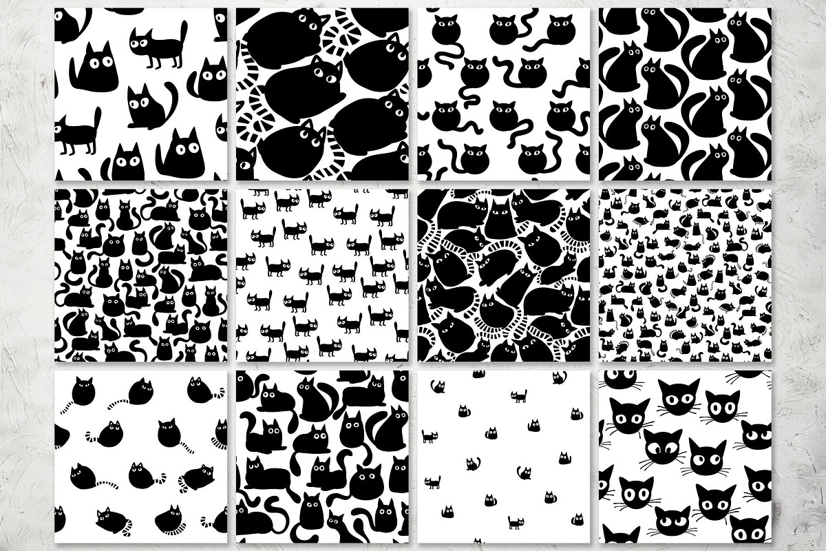 FUNNY CATS. Seamless patterns., a Pattern Graphic by pineart