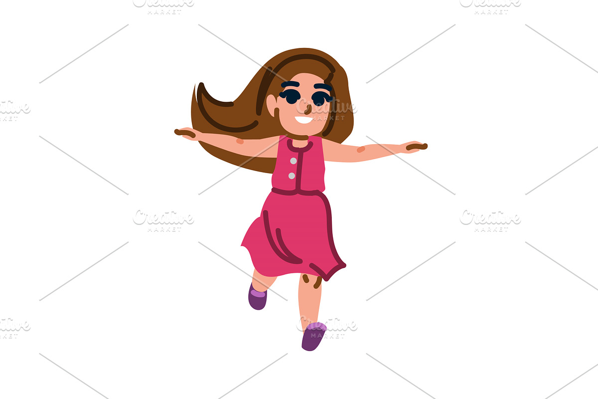 Happy girl running with open arms, an Illustration by pikepicture