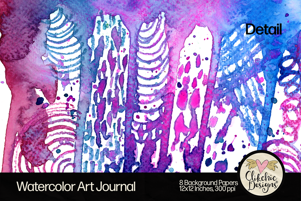 Watercolor Art Journal Backgrounds, a Texture Graphic by Clikchic Designs (Photo 4 of 10)