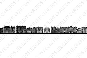 Houses Buildings Street Silhouette, an Object Illustration by Christos Georghiou