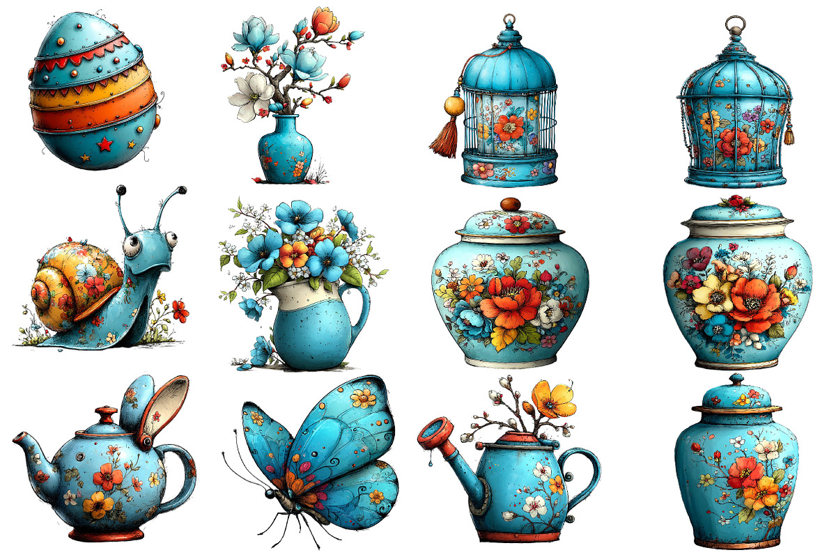 Whimsical Spring chinoiserie blue, an Illustration by Designworld (Photo 4 of 5)