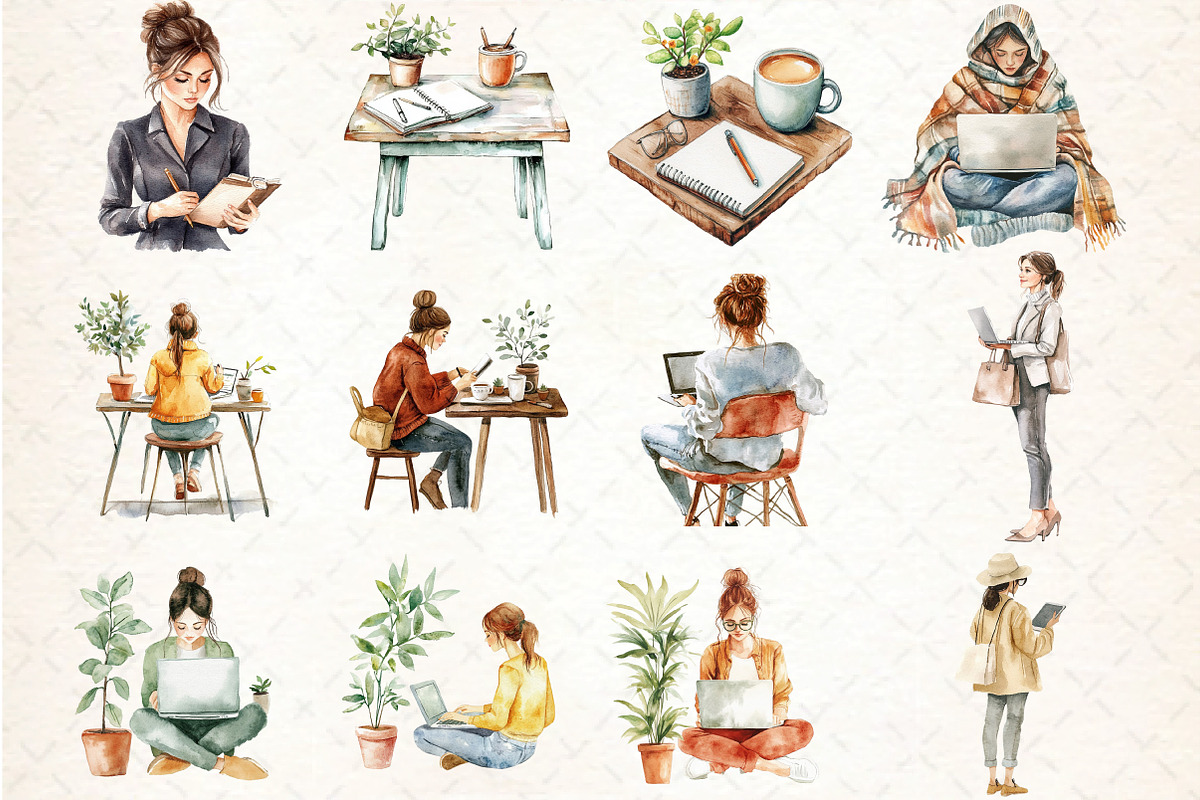 modern workplace clipart, an Illustration by DreamCafeArt (Photo 4 of 5)