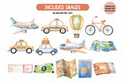 Watercolor Travel Collection Clipart, an Illustration by TatiMockup (Thumbnail 3 of 5)