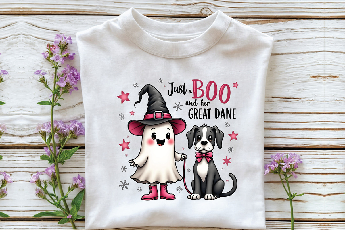 Retro Ghost Walking Great Dane Hallo, an Illustration by Libby Wishes (Photo 5 of 5)