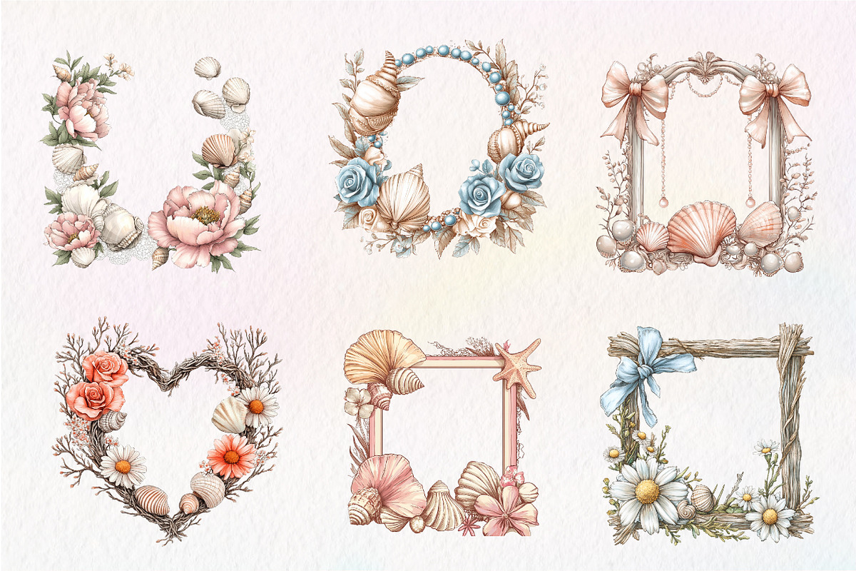 Coquette Coastal Summer Frame Bundle, an Illustration by CreationArt (Photo 4 of 5)