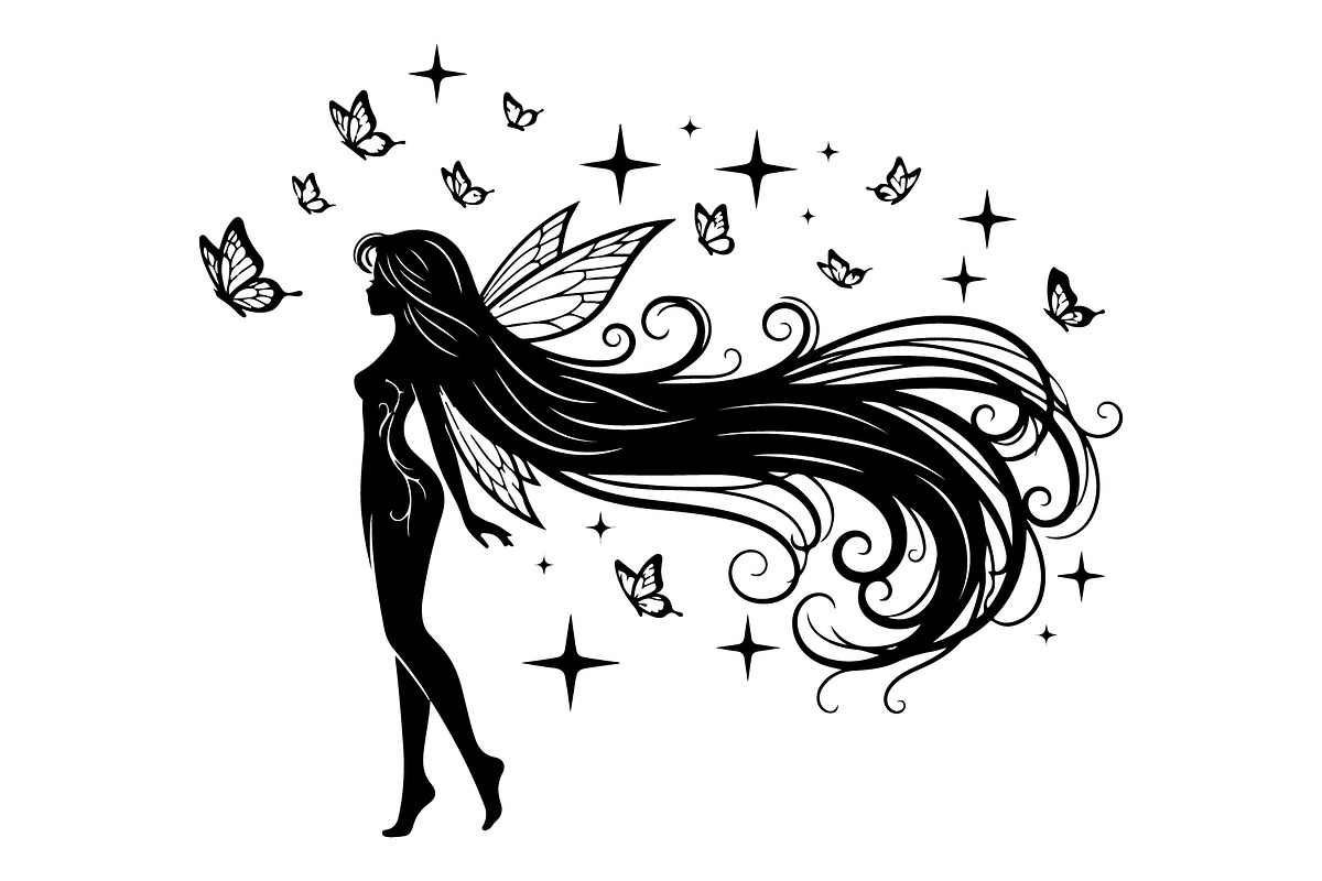Fairy Moon Butterfly Silhouette, an Object Illustration by Gaye Art (Photo 25 of 31)