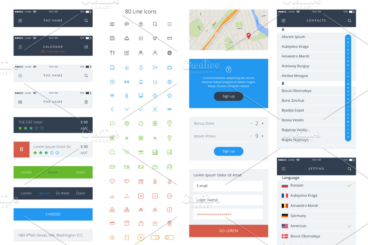 Vector Phone GUI Template, a Work Illustration by fet