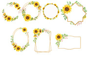 Sunflowers, set of watercolor, a Decorative Illustration by EshaStudio (Thumbnail 3 of 9)