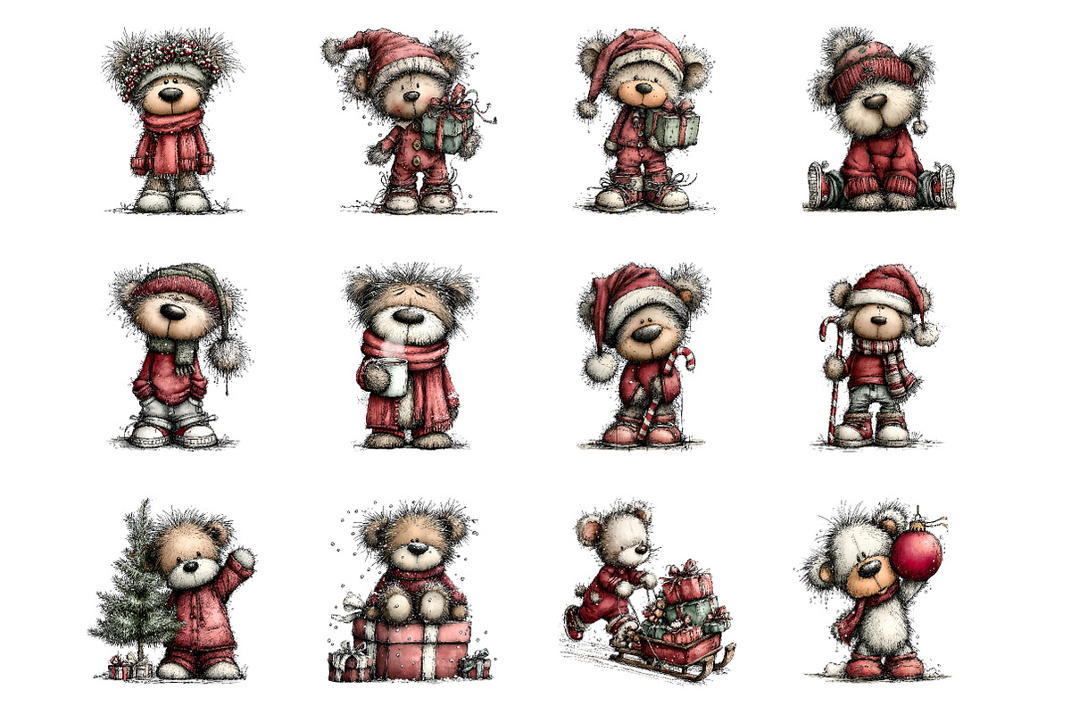 Christmas teddy bear clipart, an Illustration by Designworld (Photo 5 of 6)