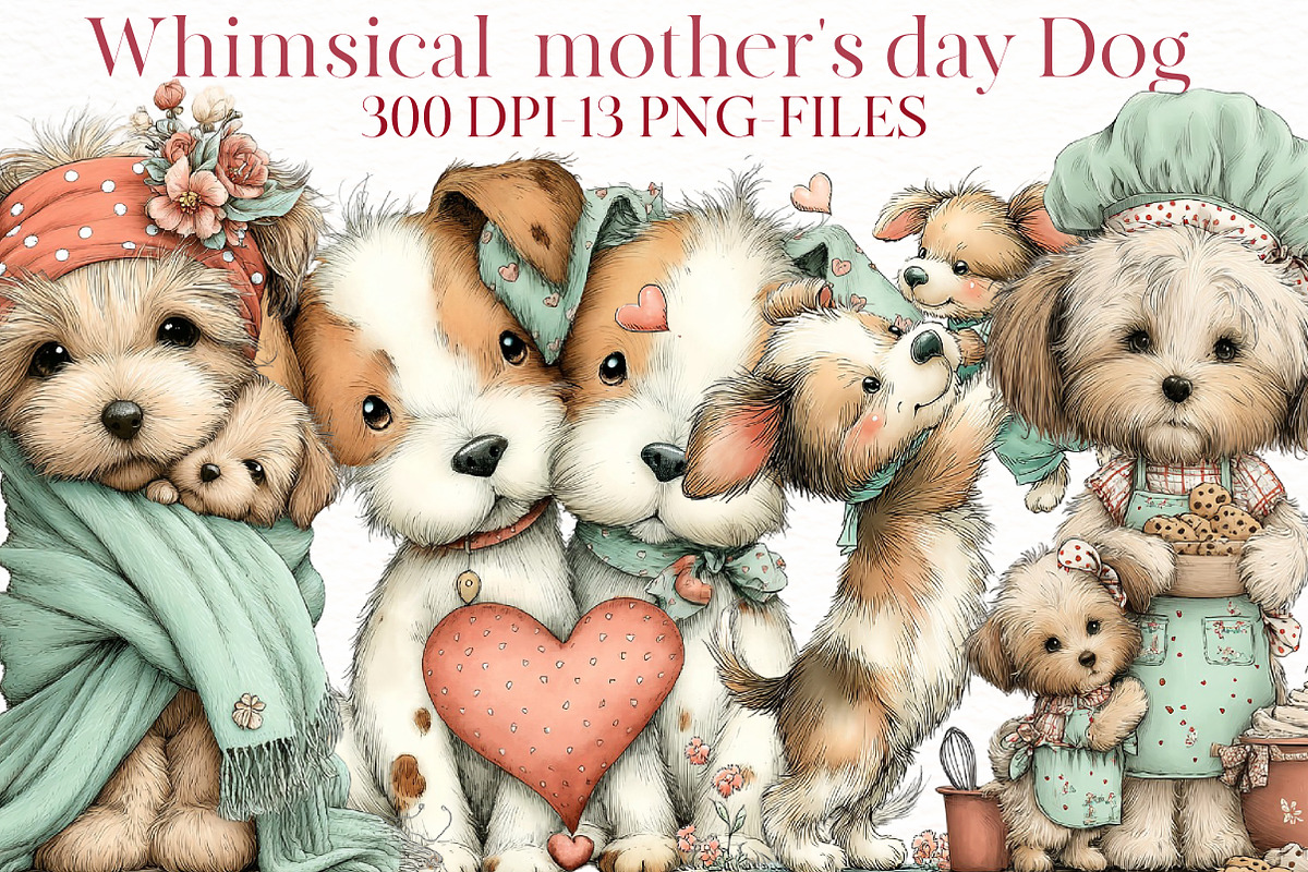 Whimsical mother's day Dog clipart, an Illustration by Designworld (Photo 1 of 6)