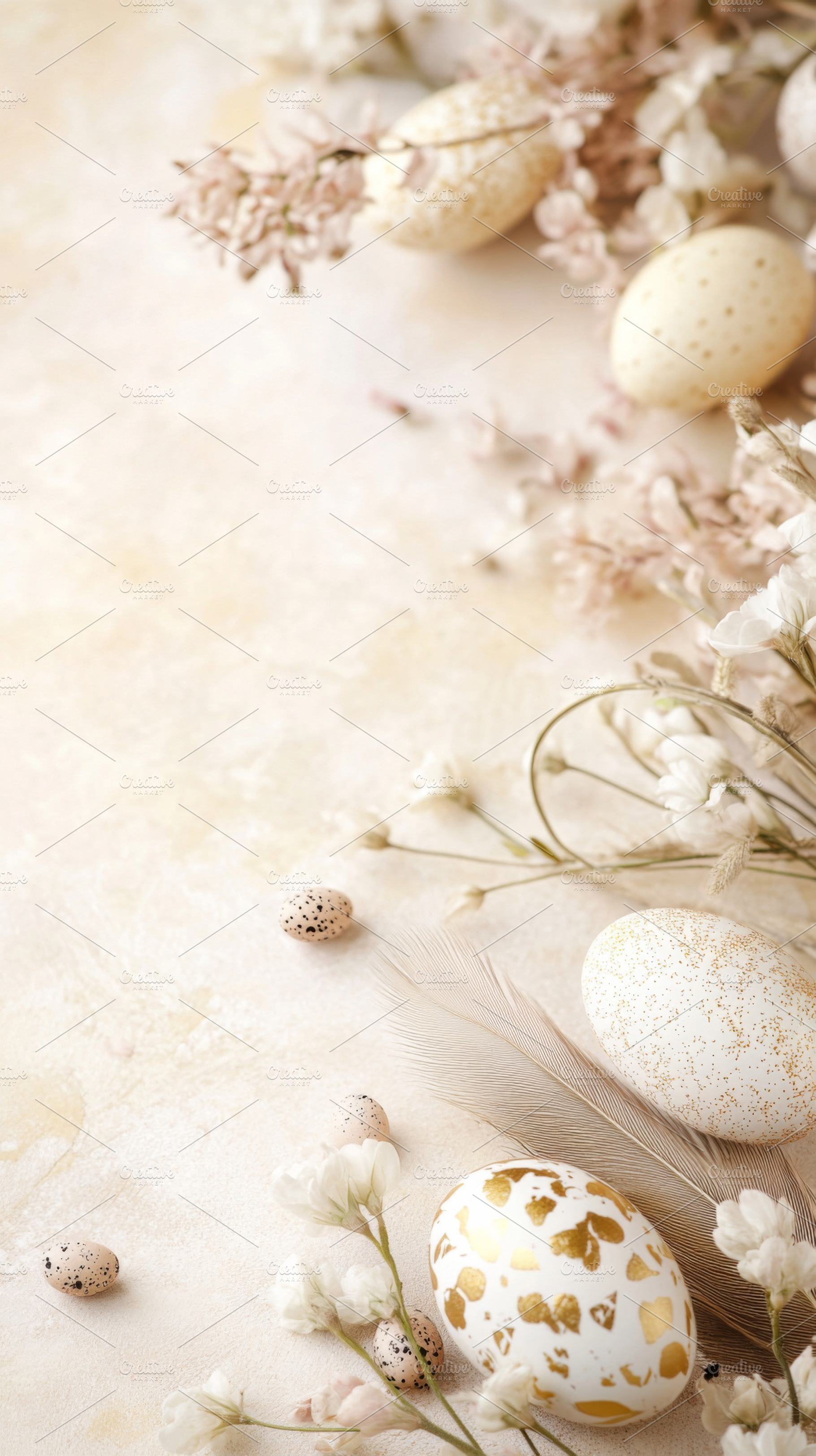Easter eggs with delicate blossoms a, a Photo by Dvoevnore photos