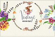 Vintage Watercolor clipart, an Animal Illustration by LABFcreations (Thumbnail 7 of 9)
