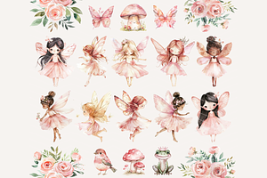 Watercolor Fairy Clipart Bundle