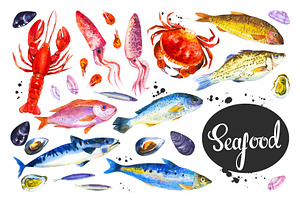 Watercolor Seafood