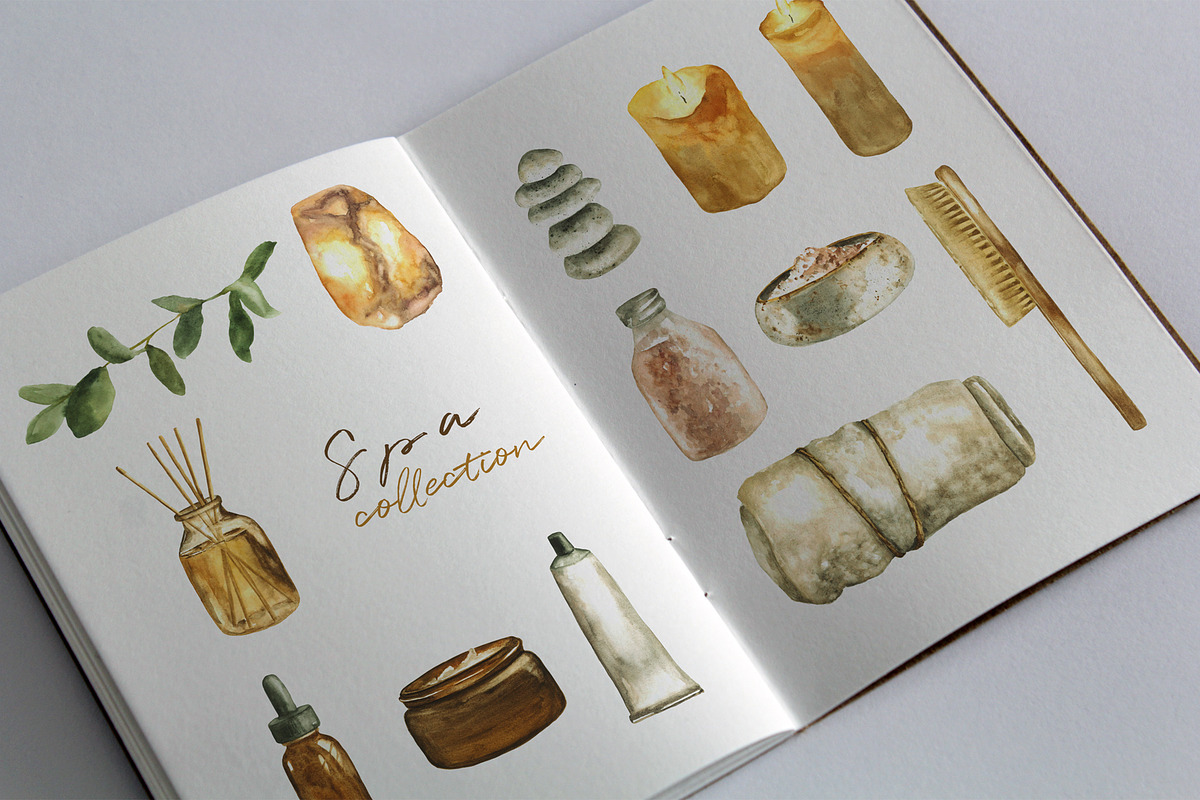 Spa Watercolor Clipart Collection, a Healthcare Illustration by foxsong (Photo 3 of 9)