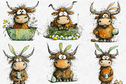 Whimsical Easter Highland cow Clipar, an Illustration by Designworld (Thumbnail 3 of 6)