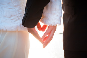 Bride and groom hands containing wedding, hands, and holding