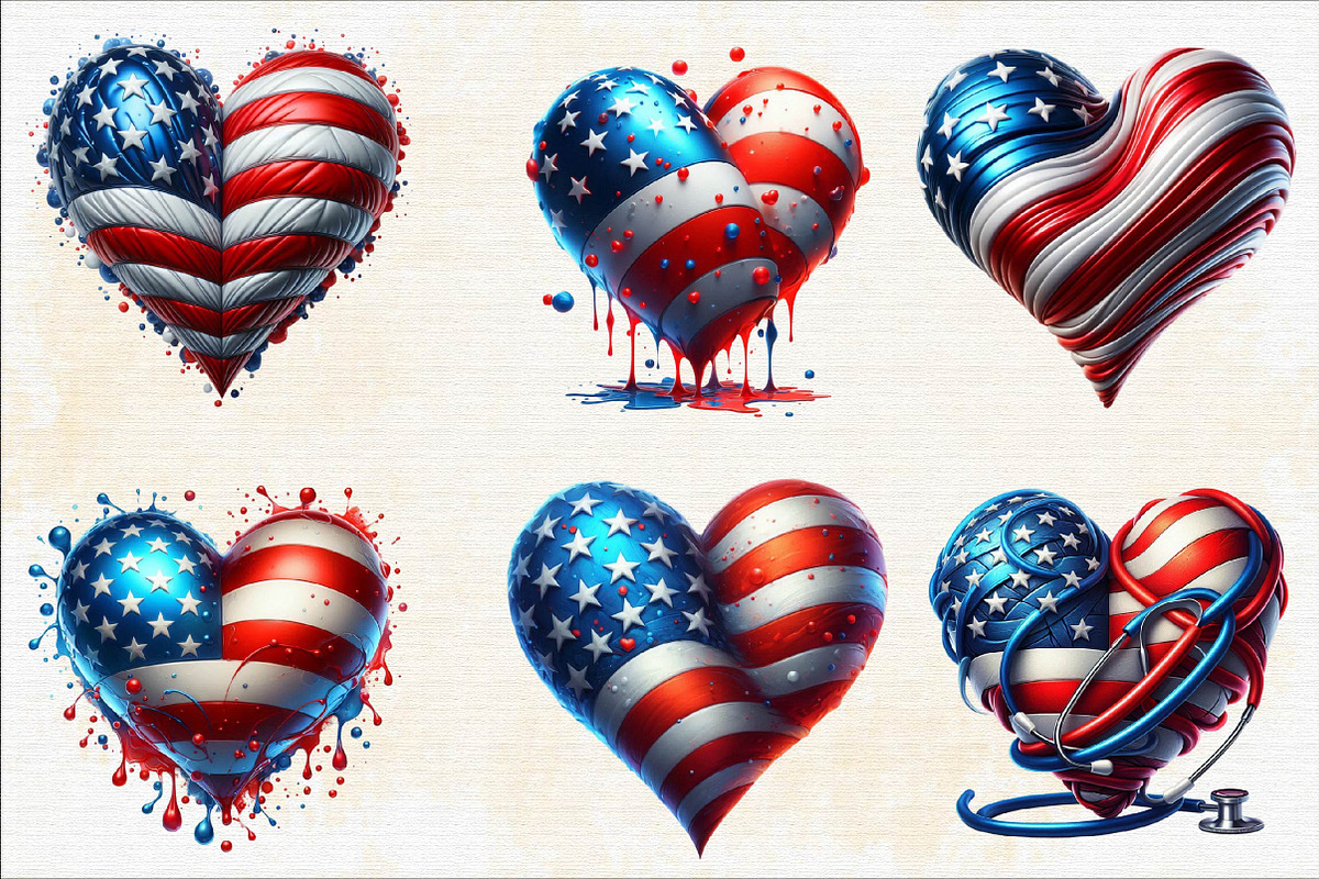 Watercolor Patriotic Heart Sublimat, an Illustration by SVGArt (Photo 8 of 8)